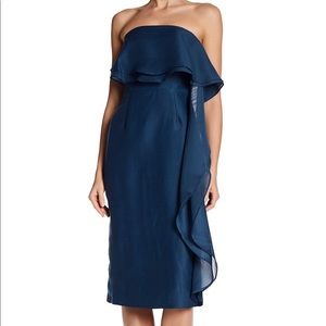 Keepsake Blue Vegas Nights Ruffle Trim Dress